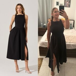 ASTR The Label Bow Back Apron Black Midi Dress M